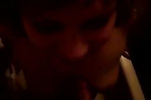 Sweet redhead GF blows me while taking washroom - POV