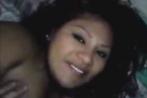 Chubby black skin Mexican chick with large bumpers blows me