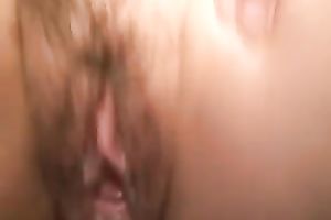 Fisting and pounding bushy large snatch of my horny white wife on web camera