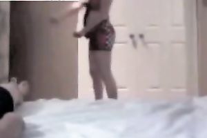 My wide puts on a worthy striptease show for me and demands oral pleasure pleasure