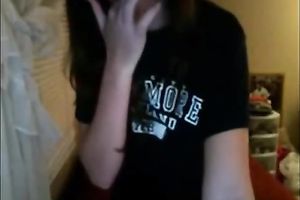 Sexy teen acquires stripped on camera with her camera on and filming her