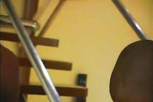 Two giant dark knobs reaming a hot throat of hawt wench