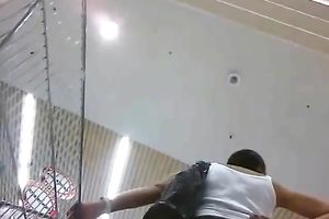 Spy clip of skanky girl wearing no pants beneath jeans petticoat