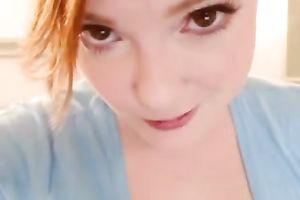 Redhed legal age teenager sucks a weenie and shows her big natural scoops