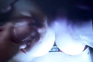 Cumming on hot large tits on the movie like I am participating in sex