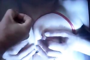 Cumming on hot large tits on the movie like I am participating in sex