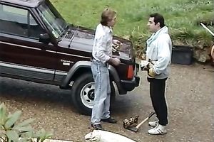 Beautiful dark brown horny white wife acquires screwed in a standing position in the kitchen