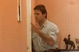 Beautiful dark brown horny white wife acquires screwed in a standing position in the kitchen