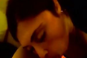 Sizzling brunette hair milf manages to milk my cock dry on her face