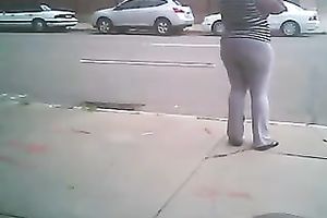 I was spying on this bulky ass chick all the way to her place