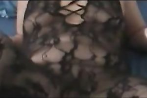 big beautiful woman white aged whore in lacy outfit masturbates with a sex tool