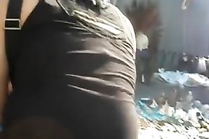 Outdoor hidden camera movie scene with a chunky older slutty wife