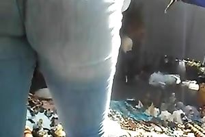 Outdoor hidden camera movie scene with a chunky older slutty wife