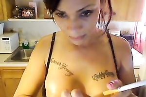 Homemade solo with me smokin' a cigarette in the kitchen