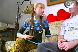 Freaky blonde haired tramp is intend to fuck with old dude