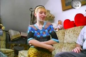 Freaky blonde haired tramp is intend to fuck with old dude