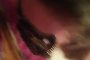 One picked up honey acquiesced to give orall-service in mask
