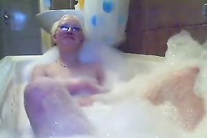 Nerdy albino cam Married slut masturbates in bubble baths for me