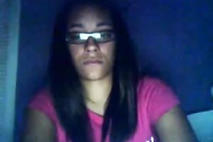 Frisky non-professional sweetheart likes playing with her bra buddies on a camera