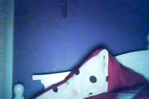 Frisky non-professional sweetheart likes playing with her bra buddies on a camera