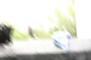 Blond whore Kate pees in a public place and takes her juicy clothing off