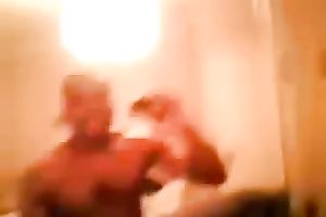 Svelte lengthy haired blondie receives group-fucked missionary style