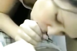 My girlfriend leaks sexiness as this babe sucks my swollen knob