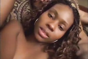 Stunning ebon harlot receives her pussy gangbanged hard in 3some