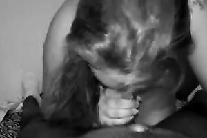 Super excited whore is engulfing my chocolate penis like a champ