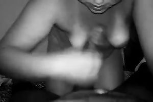 Super excited whore is engulfing my chocolate penis like a champ