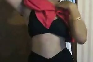 Homemade solo tape with Indian sweetheart stripping in front of a web camera