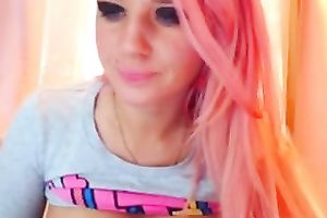 My pink haired GF with large titties looks sexy during the time that licking her sugar-plum