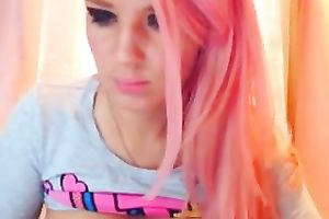 My pink haired GF with large titties looks sexy during the time that licking her sugar-plum