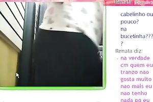 Pretty horny white wife shows her bazookas and booty to me during a cam chat