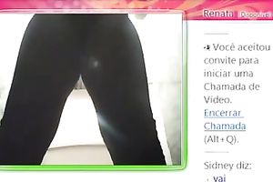 Pretty horny white wife shows her bazookas and booty to me during a cam chat