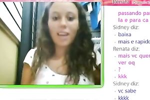 Pretty horny white wife shows her bazookas and booty to me during a cam chat