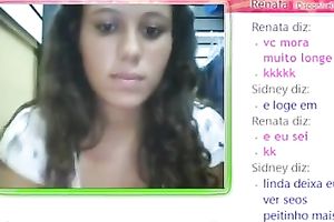 Pretty horny white wife shows her bazookas and booty to me during a cam chat