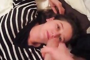 Prurient British wench sucks my rod until this babe acquires the cum this babe craves