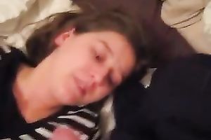 Prurient British wench sucks my rod until this babe acquires the cum this babe craves