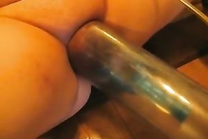 My corpulent white women receives her strong muff pumped and team-fucked with a sextoy