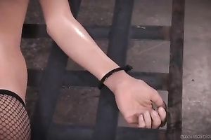 Big breasted mom with nipp clamps on and acquires her vagina toyed