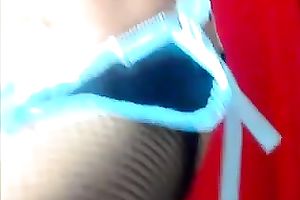 Bodacious maid in fishnet nylons is showing off her firm butt