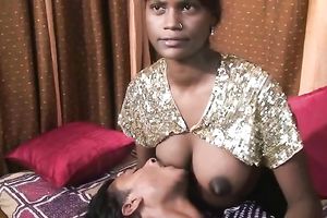 Weird indian stud drinks milk from his chick's breast