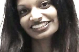 Freaky Indian playgirl with large face hole fucks a bulky white stud