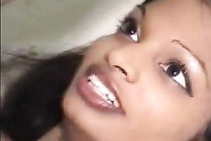 Freaky Indian playgirl with large face hole fucks a bulky white stud