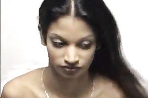 Freaky Indian playgirl with large face hole fucks a bulky white stud