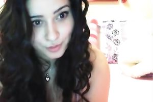 Superbly sexy web camera hottie loves teasing her shaved fur pie on web camera