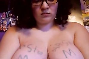 Curly haired fatty in glasses puts on a nice show for me