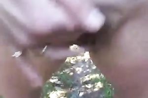 Skinny milf floozy with dry body masturbates outdoors