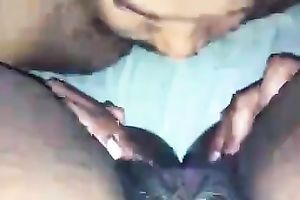 Husband buries his tongue in my puffy bushy cookie as I film